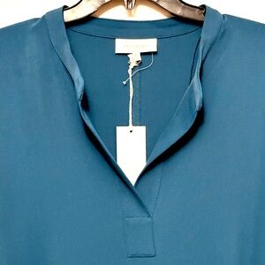 Melloday Women's Teal Turquoise Top Blouse XL Short Sleeves